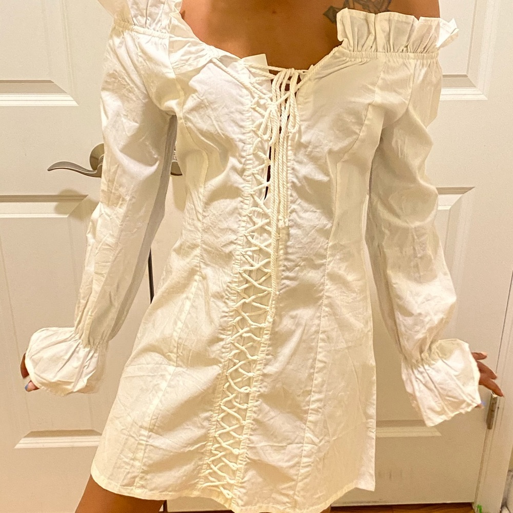 Corset Lace Up Off the Shoulder Dress